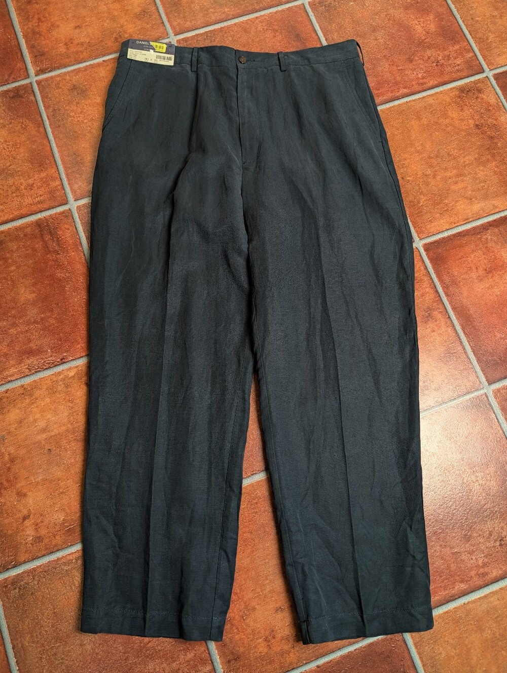 NWT Daniel Cremieux Men's Silk and Linen Dark Charcoal Dress Pants